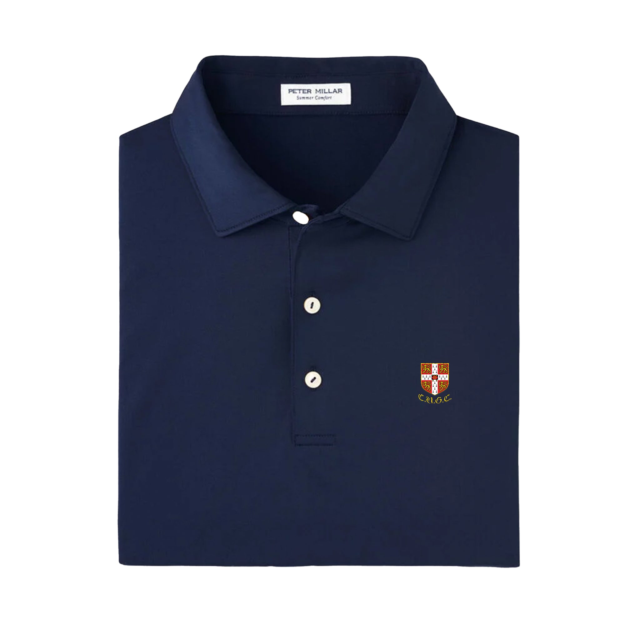 CUGC Peter Millar Men&#39;s Solid  Performance Navy Jersey Polo